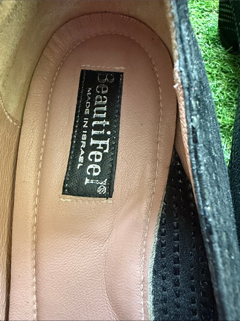 BeautiFeel Black Suede Flats with Rosette Accent